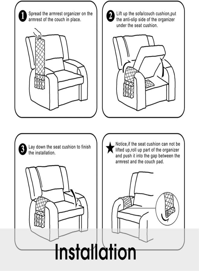 DHARMATMAJ Armrest Organizer Armchair Caddy Remote Control Holder for Couch Non Slip Sofa Arm Chair Caddie with 5 Pocket Storage for Magazine Tablet - Image 3